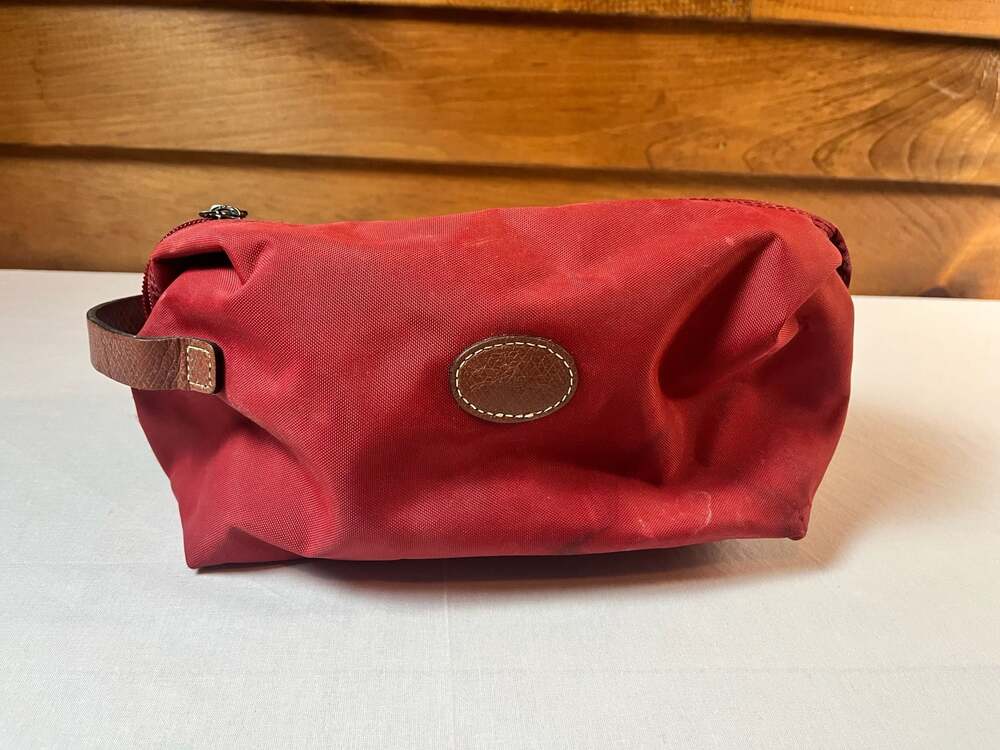 Longchamp Red Le Pliage Cosmetic Pouch Toiletry Bag